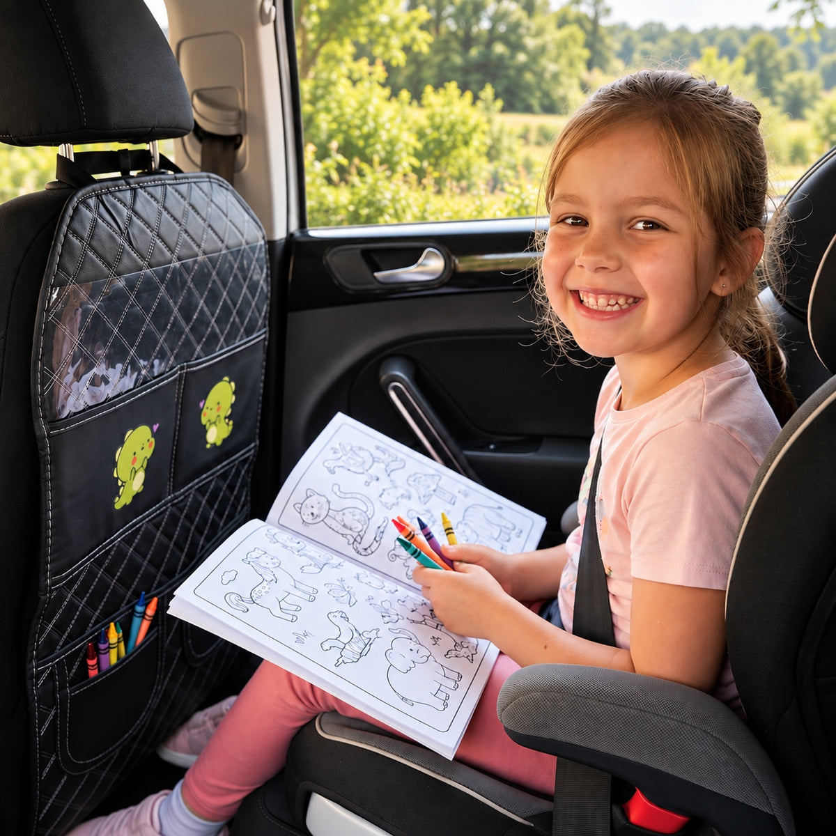 Organisateur de voiture enfant avec protection anti-coup de pied trajet agréable
