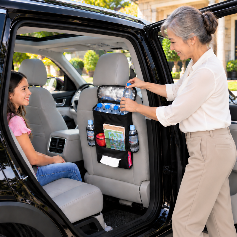Organisateur de voiture isotherme siège voiture grand maman heureuse avec sa petite fille