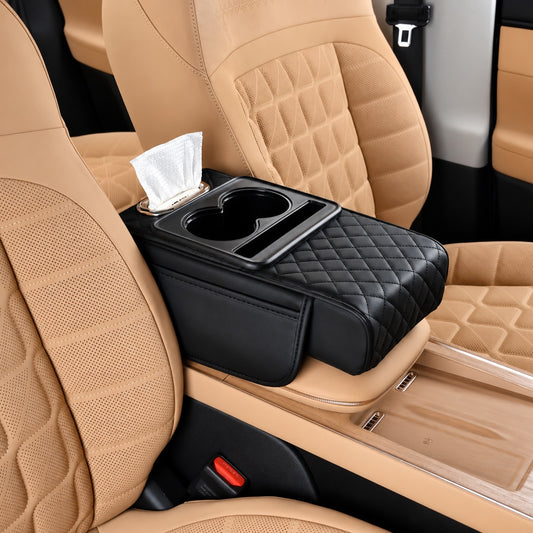 Organisateur de voiture pour console centrale noir uni matelassé confortable