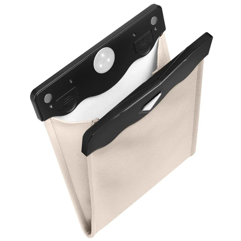 Poubelle de voiture beige avec lumière LED intégrée