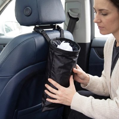 Poubelle de voiture​ noir en nylon de bonne capacité derrière siège passager