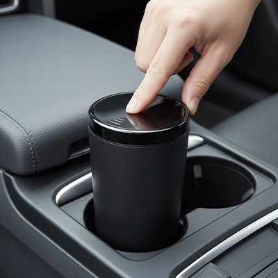 Poubelle de voiture​ couvercle fermer noir console centrale