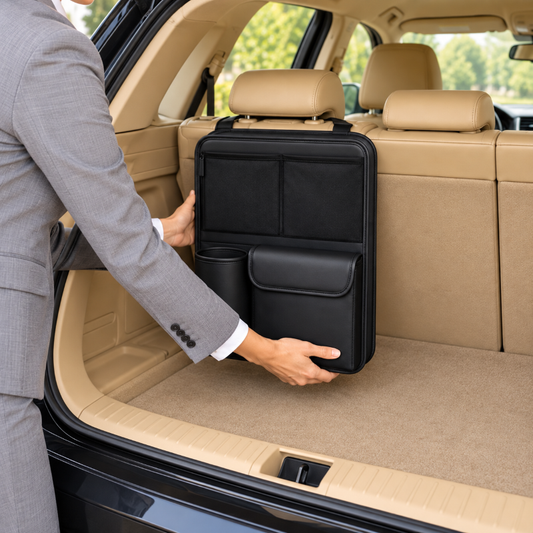 Rangement coffre voiture luxueux en simili cuir pour siège arrière