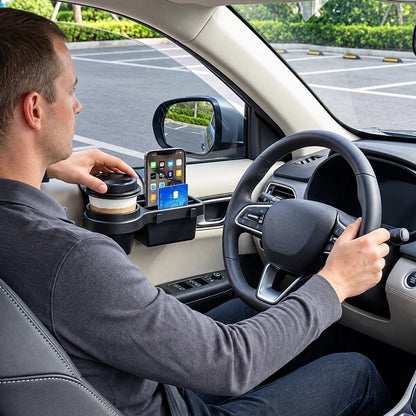 Porte gobelet voiture accrocher à la portière avec rangement