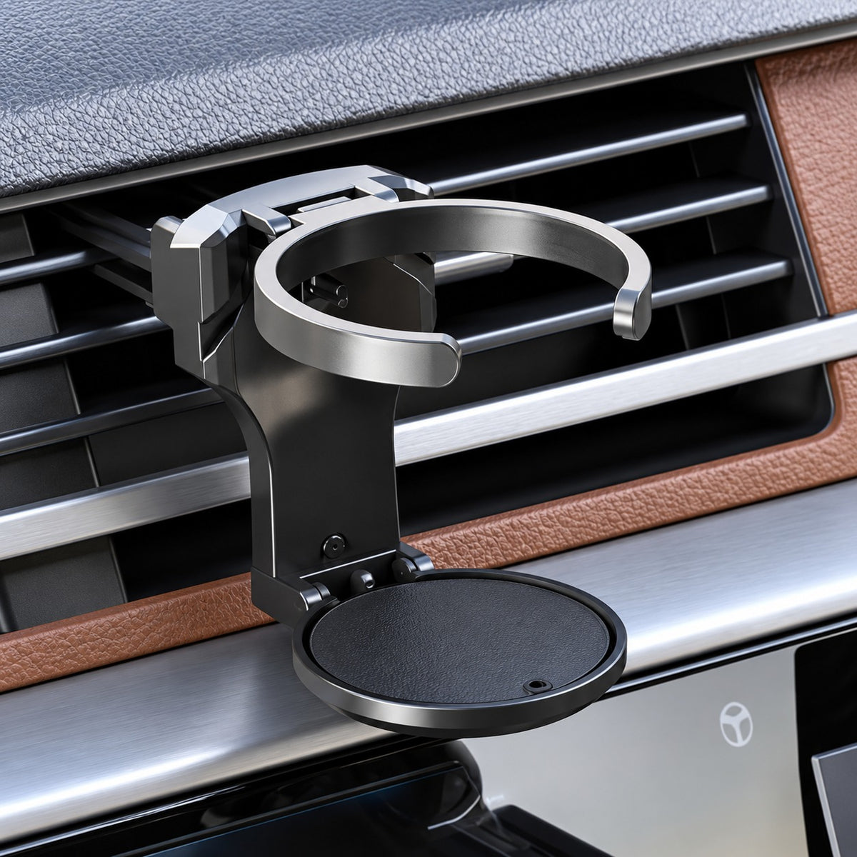 Porte gobelet voiture zoom sur AéroFixe Rétract fixé à la grille de ventilation