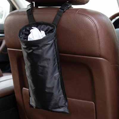 Poubelle de voiture​ Flexyl avec attaches solide pour appui-tête de siège de voiture.