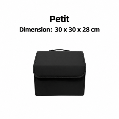 Rangement coffre voiture chic petit format : Longueur 30 cm, largeur 30 cm, hauteur 28 cm