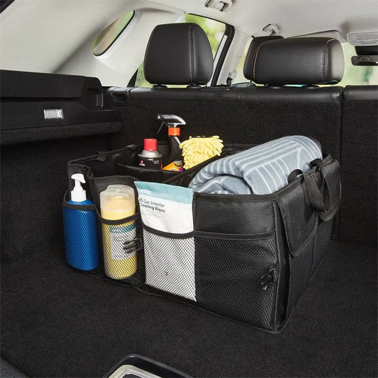 Rangement coffre voiture avec trois compartiments pour une organisation optimale de l'habitacle
